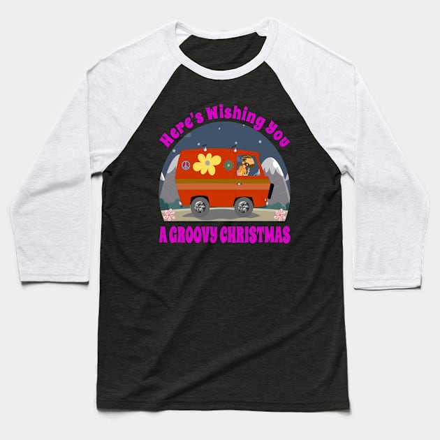 Here's wishing you a Groovy Christmas Baseball T-Shirt by Blended Designs